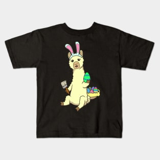 Easter - Cute llama painting Easter eggs Kids T-Shirt